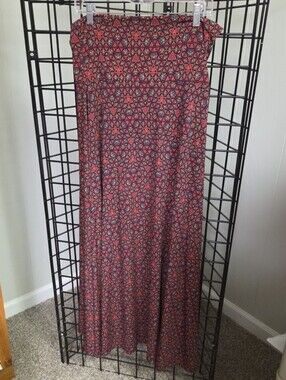 LULAROE MAGENTA GREEN ORANGE Geometric Print Maxi Skirt MEDIUM